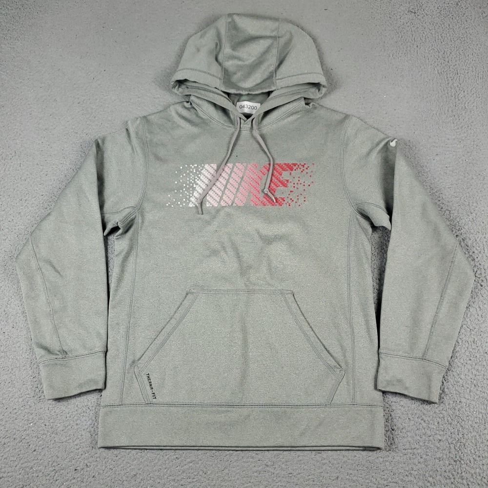 Nike Mens Small Gray Therma-FIT Graphic Pullover Hoodie Sweatshirt 043200